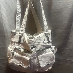 White leather purse